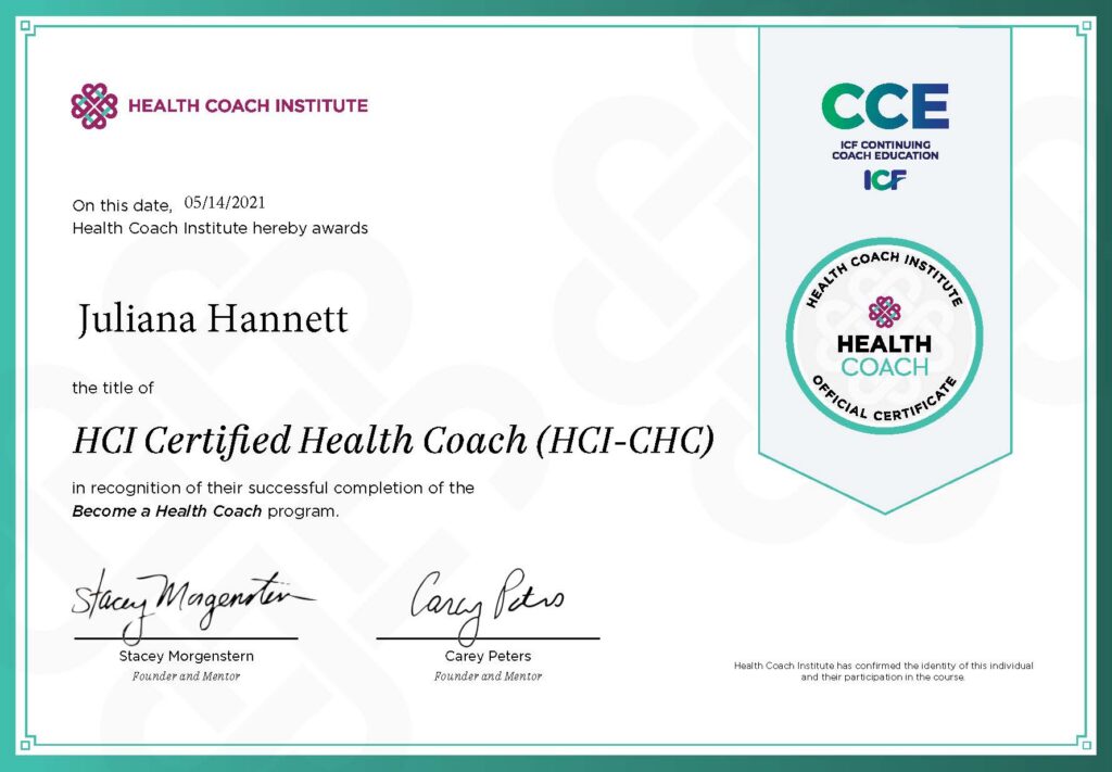 BHC Certificate for Juliana Hannett