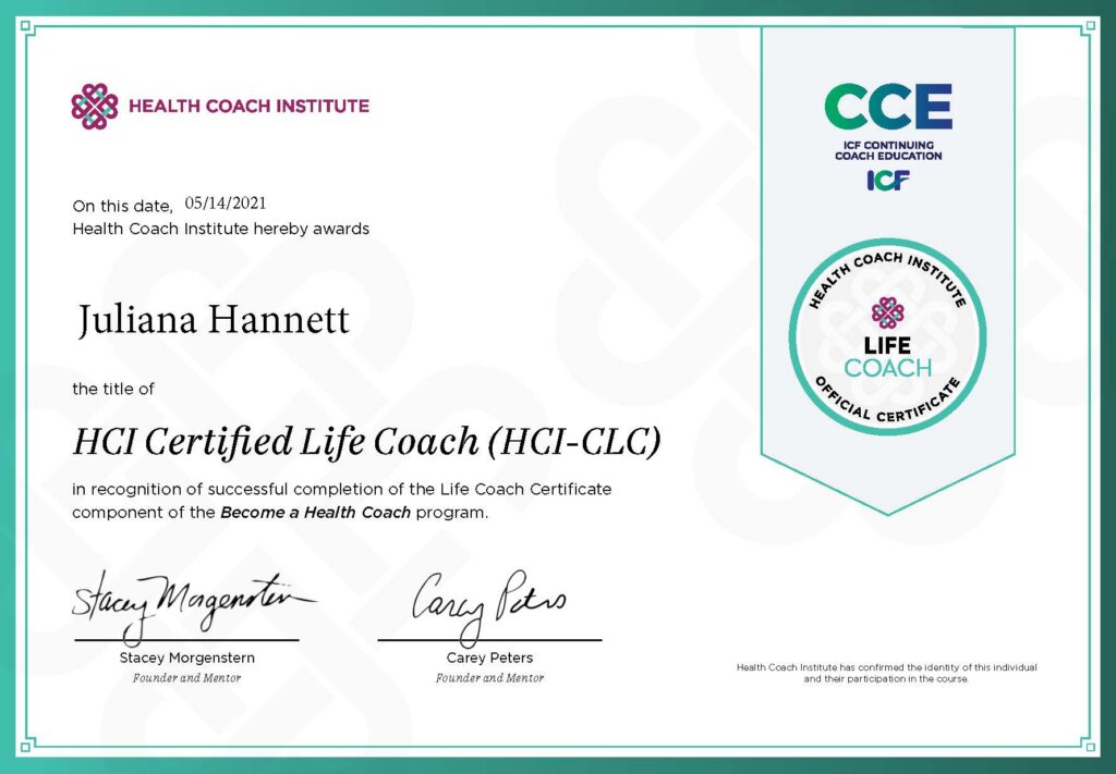 BLC Certificate for Juliana Hannett