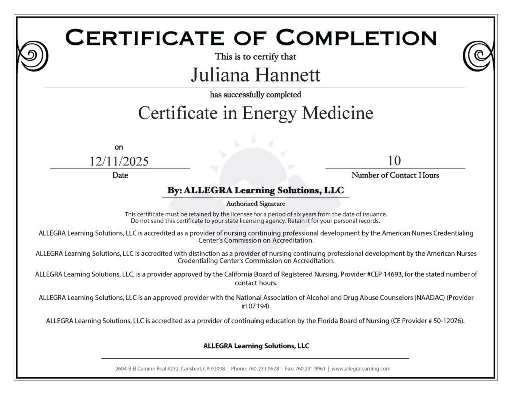 Energy Medicine Certificate
