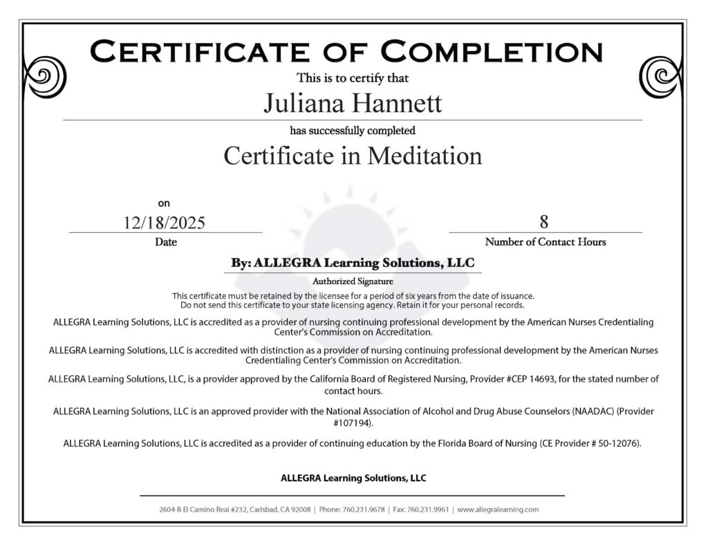 Meditation Certificate