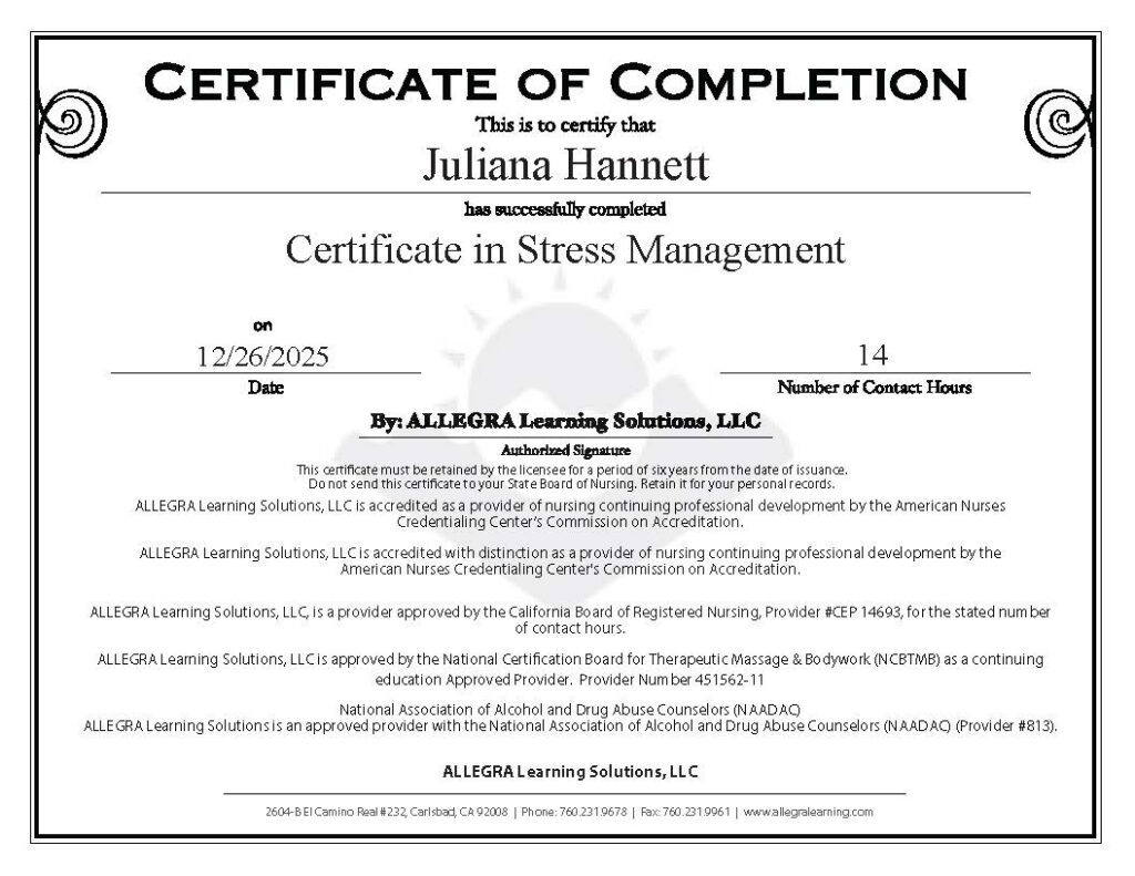 Stress Management Certificate